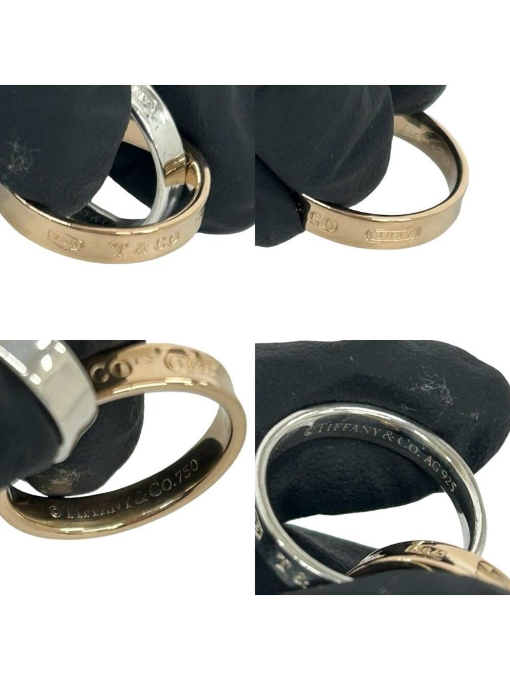 Tiffany & Co 1837 Interlocking Circle Ring Silver Pink Gold - Picture 4 of 9